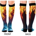 thumbnail image 2 of Coolnut 1 Pack Red and Blue Fire Compression Socks for Women Men Knee High Stocking for Running,Athletic,Medical, 2 of 6