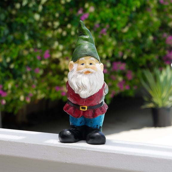 Alpine Corporation 11-Inch Bearded Garden Gnome Statue with Green Hat