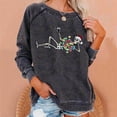 thumbnail image 2 of Top de sudadera con estampado de calavera de Navidad y Halloween para mujer, cuello redondo, suelto Pompotops  FGAJ11025, 2 of 6