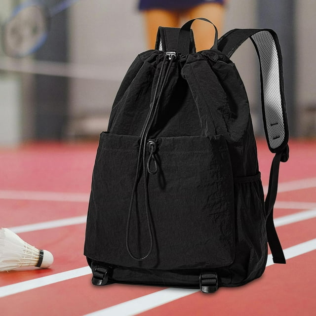 Mochila con cordón, bolsa grande para raquetas de tenis para hombres y mujeres, mochila para raquetas de squash, pelotas, accesorios para gimnasio y Negro