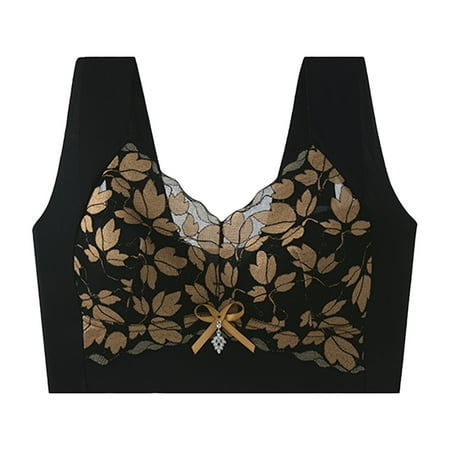 Siilsaa Bras for Women Wireless Women s Wireless Minimizer Bra Plus Size Non-Padded Soft Full Figure Bra Black M