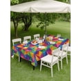 thumbnail image 3 of Outdoor Tablecloth with Umbrella Hole and Zipper, Colorful Geometric Rectangle Table Cloth 60x102 Inch Waterproof Tablecloth, Modern Multicolor Abstract Motifs Picnic Table Cover for Patio Camping, 3 of 7