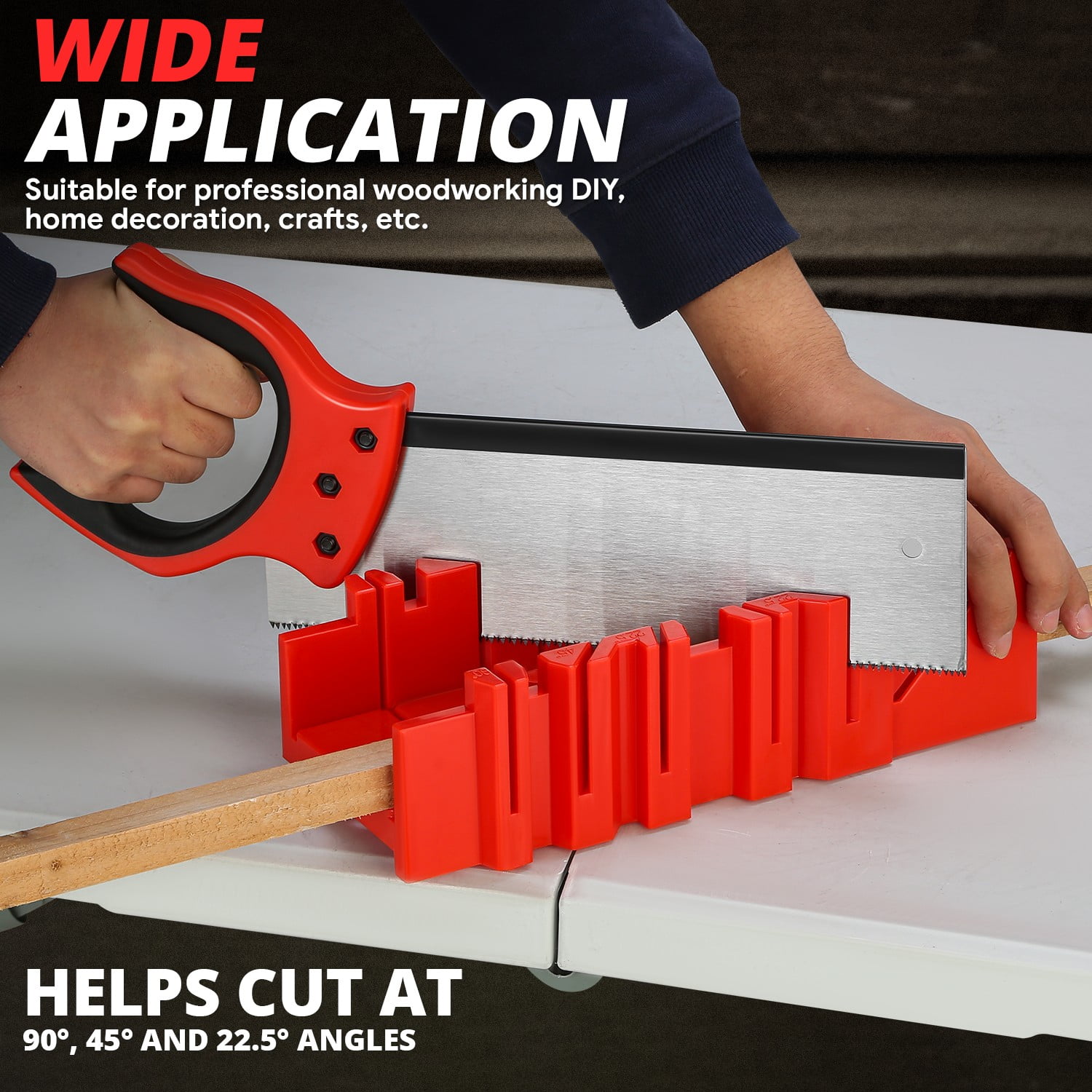 DNA Motoring Deluxe Miter Box with 12" Hand Saw Set Increase Durability Sharpness Precise Cut