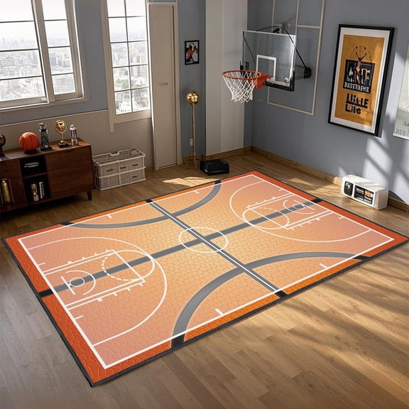 Brythos Basketball Rug for Bedroom,5'x7' Non-Slip Sports Rugs, Basketball Court Rug for Living Room or Game Room Decor