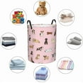 thumbnail image 5 of Cute Dogs Pink Laundry Hamper Bag With Waterproof Liner - Round Laundry Basket Foldable Clothes Storage Organizer For Bathroom Bedroom Nursery Dorm, 5 of 10