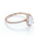thumbnail image 4 of JeenMata Pave Setting - 1 Carat Pear Cut White Fiery Opal and Moissanite - Triple Prong Set - Halo Engagement Ring - 18K Rose Gold Plating over Silver, 4 of 7