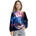 thumbnail image 2 of SOFTCCLO Girls Sweatshirts Galaxy Space Print Comfy Pullover Hoodie Top Casual Hoodies for Girls Size 3-4Y, 2 of 6
