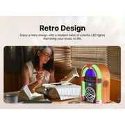 Victor Retro Bluetooth Jukebox with CD Player & FM Radio | 15-Inch 1950s Diner Style Tabletop Speaker, Color-Changing LED Lights, 33ft Wireless Streaming & AUX Input