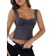thumbnail image 2 of Camisola sin mangas para mujer Sexy Low Cut Skinny Camisa sin mangas Basic Slim Tee Streetwear, 2 of 5