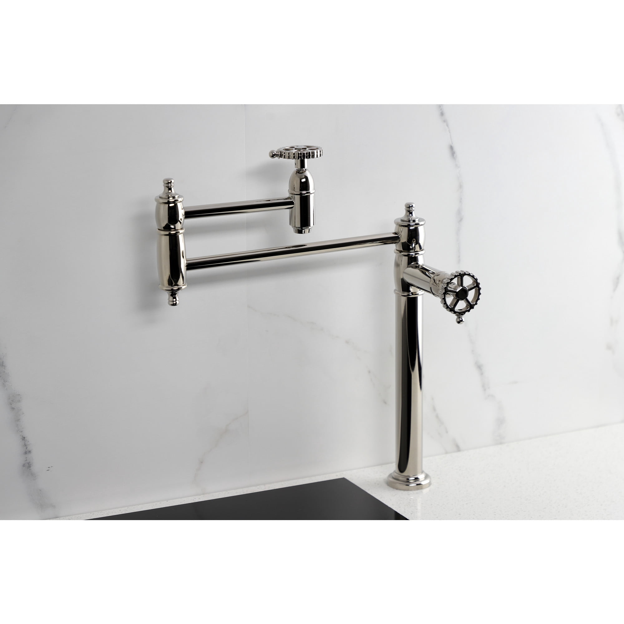 Kingston Brass KS3706CG Fuller Deck Mount Pot Filler Faucet, Polished Nickel