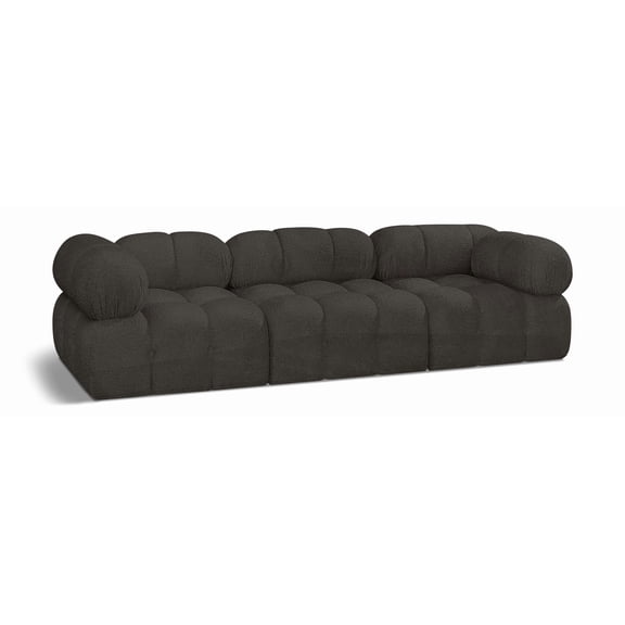 Meridian Furniture Ames 136" Brown Boucle Fabric Upholstered 4pc. Modular Sofa