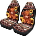 thumbnail image 6 of Qpednta Cute Highland Cow Car Seat Covers Sets 4Pcs Front Seat Protector Carseat Rear Split Bench Cover Universal Vehicle Seat Protector Fit Most Car Truck SUV, 6 of 7