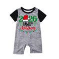 thumbnail image 2 of Lutiedan Baby Christmas Print Short Sleeve Romper, Merry Christmas Raglan Sleeve Romper, Newborn Infant Holiday One‑Piece Bodysuit 3-18M, 2 of 5
