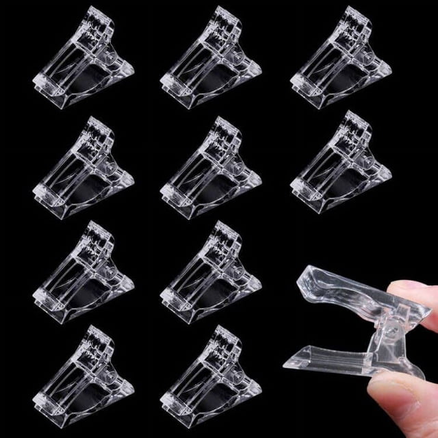10Pcs Nail Tips Clip Clear Transparent Nail Clips for Quick Building Polygel nail forms Nail clips for polygel Finger Nail Extension UV LED Builder Clamps Manicure Nail Art Tool