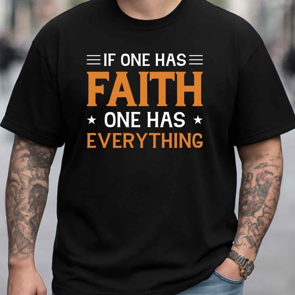 180GSM T-Shirt for Men Casual Short Sleeve Round Neck Print Gift - Men's Faith Everything Jesus T Religious Apparel with