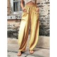 thumbnail image 1 of Pantalones casuales de mujer con bolsillos de color sólido, pantalones elásticos, 1 of 6