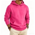 thumbnail image 2 of OIOLOYJM Hoodies for Men Casual Basic Oversized Drawstring Comfortable Workout Hooded Pullover Stylish Business Work Pullover with Kangaroo Pocket Hot Pink 3XL, 2 of 6