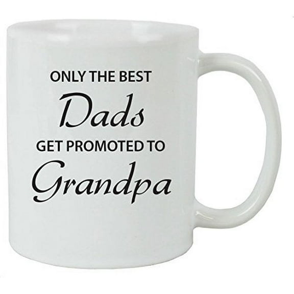 Only the Best Dads Get Promoted to Grandpa 11 oz White Ceramic Coffee Mug with FREE Gift Box - Great for Father's Day, Birthday, or Christmas Gift for Dad, Grandpa, Grandfather, Papa, Husband