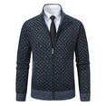 thumbnail image 5 of Xysaqa Men's Full Zip Soft Comfy Knitted Cardigan Sweater Classic Slim Fitted Business Work Cardigan Sweaters Casual Stand Collar Mens Fashion Fall Winter Clothes Navy, 5 of 5