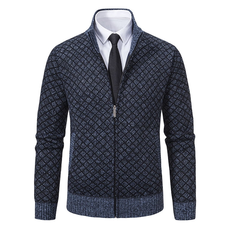 ZCFZJW Full Zip Mens Sweaters Cardigan Knitted Long Sleeve Fall