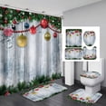 thumbnail image 1 of PATIO 4 Pieces Set 3D Digital Printing High-Density Merry Christmas Theme Pattern Shower Curtain Set Bathroom Floor Mat Base Mat Toilet Mat Home Holiday Decoration Bathroom Accessories Ch, 1 of 7