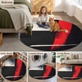 thumbnail image 6 of Red Black Brush Round Area&nbsp;Rug 3.3ft Dark Style Non-Slip&nbsp;Washable Circle Rugs Soft Felt Indoor Floor Mat for Bedroom Kitchen Living Room Bathroom, 6 of 9