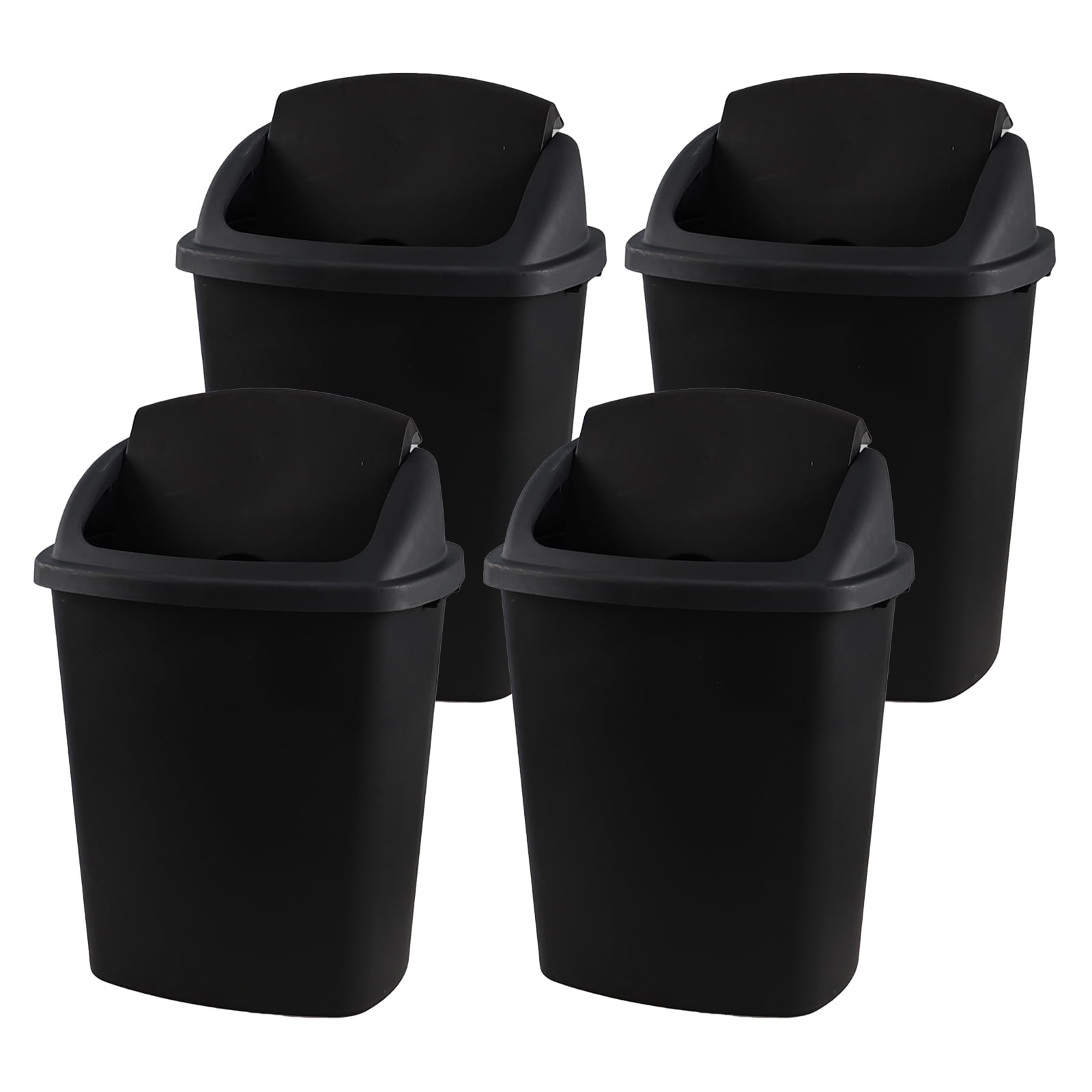 Gloreen 70 L Black Garbage Bin with Swing Lid, Extra Large Plastic Trash Can, 4 Pack