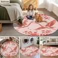 thumbnail image 5 of Red Crane Silhouette Round Area Rug 5Ft Washable Circle Rugs for Living Room Bedroom, Modern Abstract Flowers Botanical Non-Slip Carpet Floor Mats Indoor Outdoor Carpet Runner Aesthetic Home Decor, 5 of 8