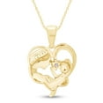 thumbnail image 3 of AFFY White Cubic Zirconia Mom Heart Pendant Necklace 14k Yellow Gold over Silver, 3 of 5