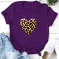 thumbnail image 4 of Women's Leopard Heart T-Shirts Valentines Day Fashion Short Sleeve Tops Cute Crewneck Basic Tee Top, 4 of 6