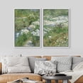 thumbnail image 2 of Framed Canvas Print Wall Art Set of 2 Serene Garden Flowers Botanical Vintage Art for Living Room, Bedroom, Office - 24"x36"x2 WHITE, 2 of 7