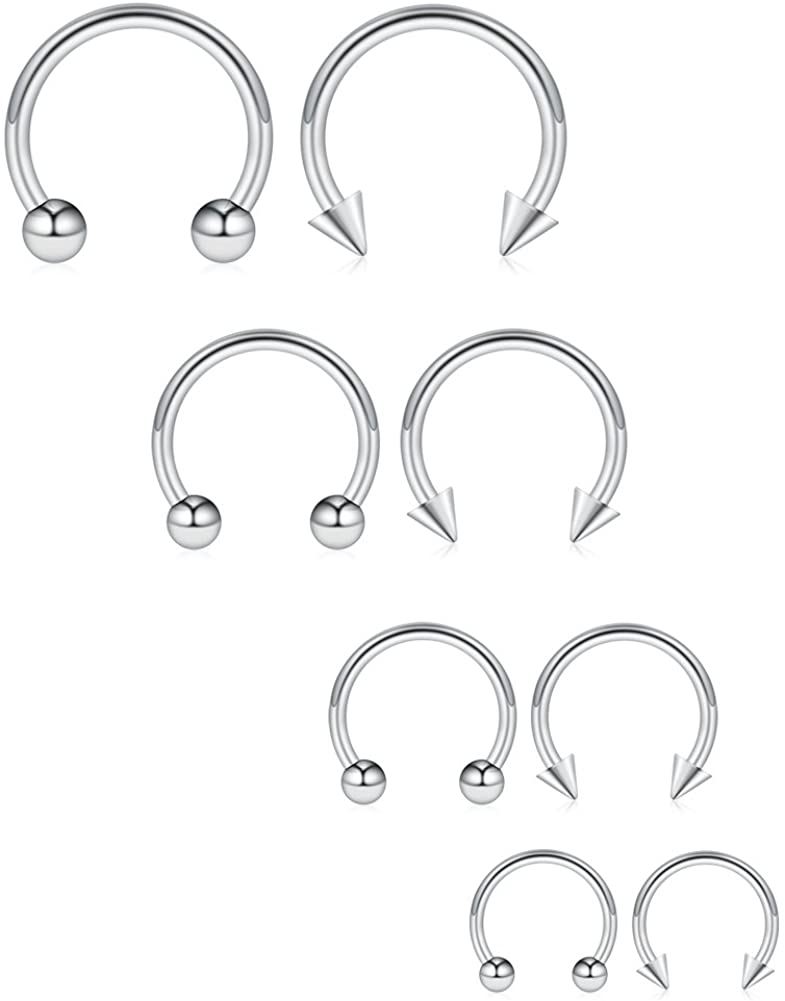 16G Nose Septum Horseshoe Hoop Earring Eyebrow Tragus Lip Piercing Ring 3mm ball 6mm Surgical Steel