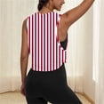 thumbnail image 6 of Fewfanhot Women's Stripe Print Sleeveless Racerback Crop Top, Loose Fit Workout Gym Tank, Lightweight Breathable Summer Athletic Shirt, 6 of 7
