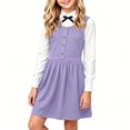 thumbnail image 4 of hotojiny Girls Solid Sleeveless Jumper Dress Button Decorative Pinafore Dress Kids Casual A-Line Tank Dress Back-to-School(Purple,13-14 Years), 4 of 8