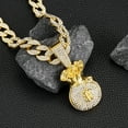 thumbnail image 6 of European and American versatile personality Cuban full diamond money bag pendant necklace fashionable versatile hip-hop necklace, 6 of 8