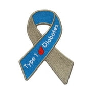 Awareness Ribbon Type 1 Diabetes Embroidered Sew/Iron On Patch