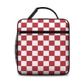 thumbnail image 2 of Red and White Checkered Pattern Insulated Lunch Bag Teens,Lunch Box for Men Women for Work,Picnic or Travel,10.2x9.5x4.3 Inches,8 Can Capacity, 2 of 6