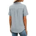 thumbnail image 5 of LNWUY Dressy Casual Shirts for Women Button Down Short Sleeve Work Blouse Plus Size Loose Lightweight Collared Business Tunic Tops Gray XXXXXL, 5 of 7