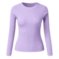 thumbnail image 4 of Baqcunre Womens Sweaters Women Casual Multicolor Basic Round Neck Solid Color Knit Long Sleeve Bodysuit Top Womens Tops Crop Tops Purple One Size, 4 of 4