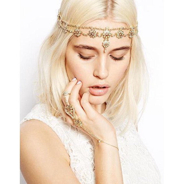Cadena para el cabello con borlas elásticas y flores de perlas de moda europea y americana, accesorios para el cabello, banda para el cabello, tocado, cadena para la cabeza