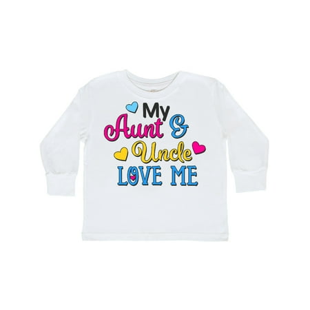 

Inktastic My Aunt and Uncle Love me with Hearts Gift Toddler Boy or Toddler Girl Long Sleeve T-Shirt