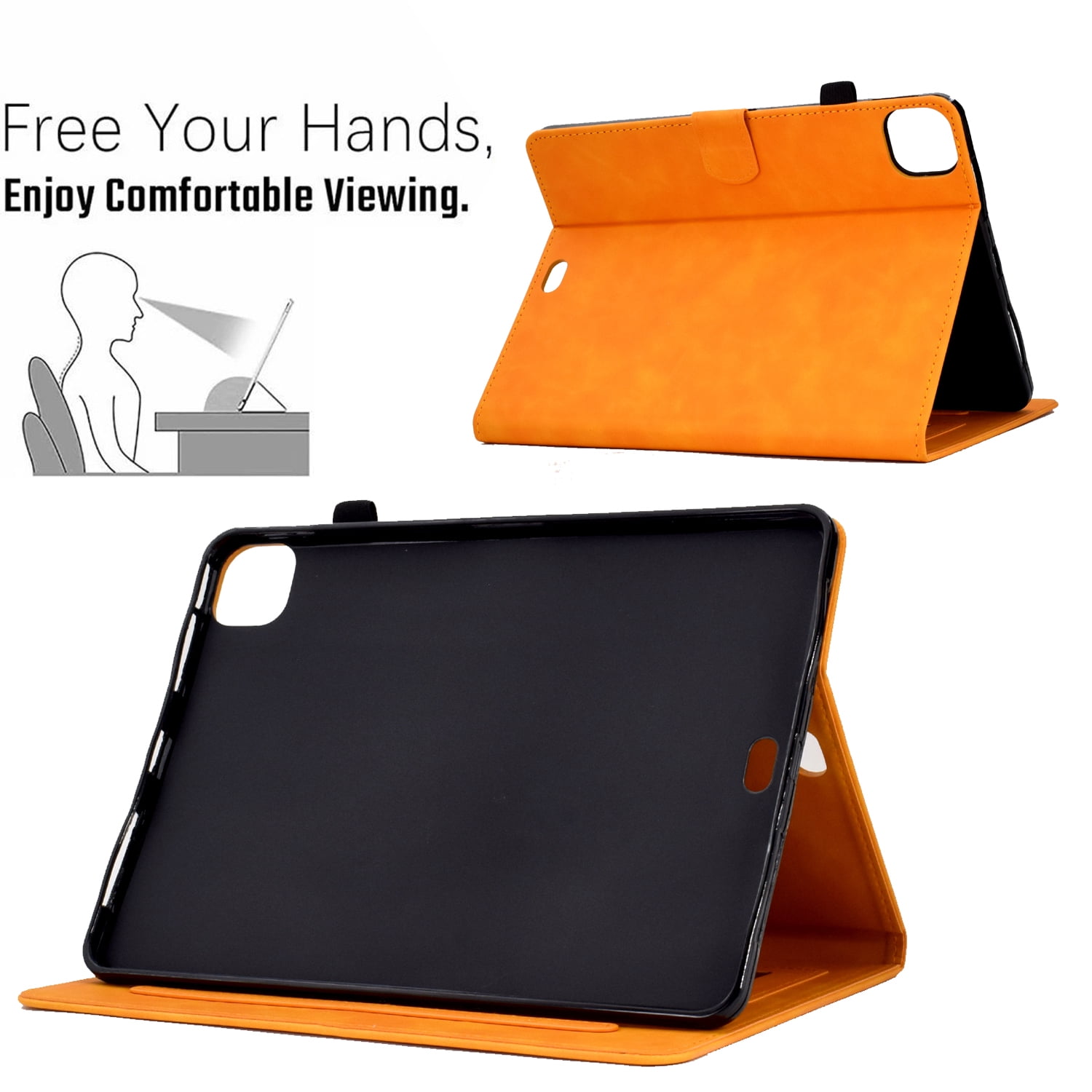 Allytechgroup iPad Pro 11 2024 M4 Case Cover, Eiffel Tower Butterfly Embossed Stylish Bumper Auto Sleep Wake Protective Kickstand Slim Fit Pencil Holder Case for Apple iPad 11 Inch Pro 2024, Khaki