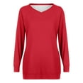 thumbnail image 4 of Viikei Blouses for Women 2025 Plus Size Tops Clearance,Oversized Tshirts for Women Solid Workout Sweatshirts Basic Long Sleeve Shirt Classic V-Neck Tops Red XXXL, 4 of 5