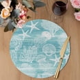 thumbnail image 3 of Turquoise Coastal Round 13 Inch Placemats Set of 4, Nautical Starfish Coral Jellyfish Shell Sea HeatResistant Non Slip Place Mats for Dining Table, Wipeable Kitchen Table Mats for Housewarming, 3 of 9