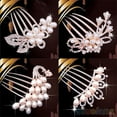 thumbnail image 2 of opvise Wedding Bridal Rhinestone Faux Pearls Hairpin Flower Peacock Hair Clip 6, 2 of 8
