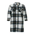 thumbnail image 1 of Women Plaid Windbreaker Coat Button-down Long Sleeve Lapel Jacket With Pockets Fall Spring Outwear, 1 of 6