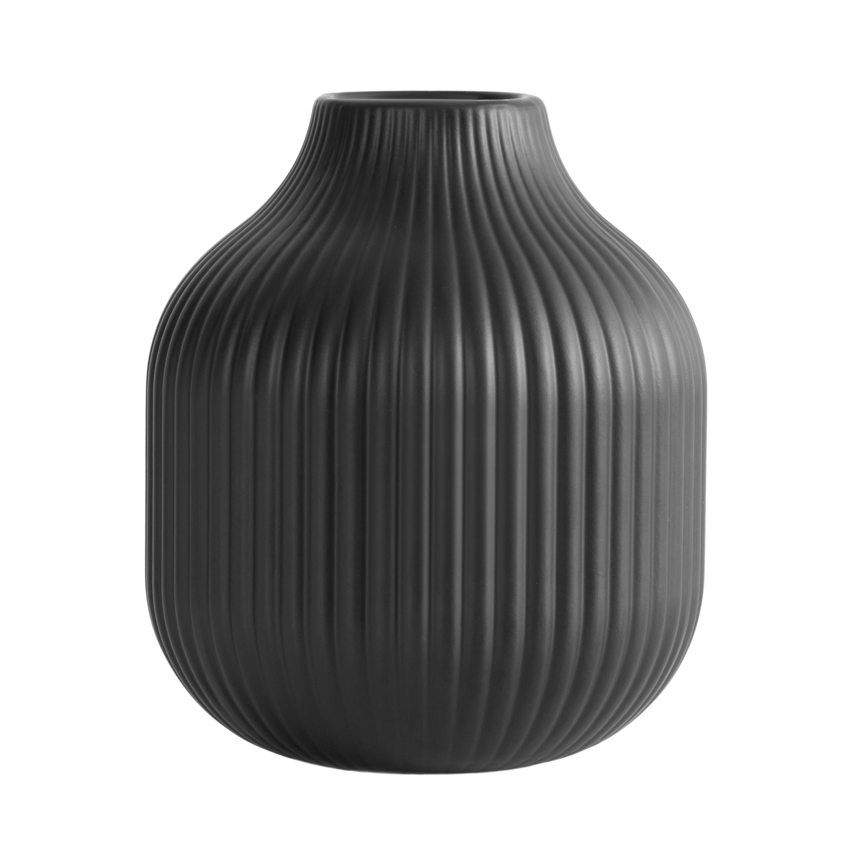 (2 pack) Better Homes and Gardens 6.5" and 8" Black Ceramic Vase 2 piece Set
