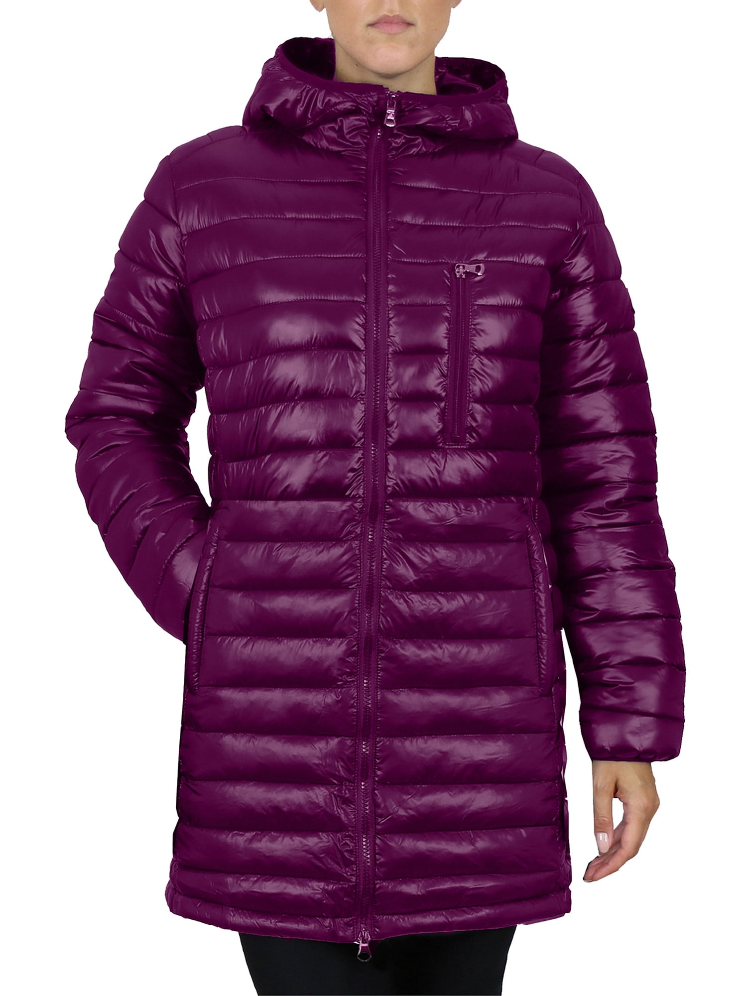Women's Silhouette Style Puffer Jacket With Detachable Hood - Slim-Fit ...