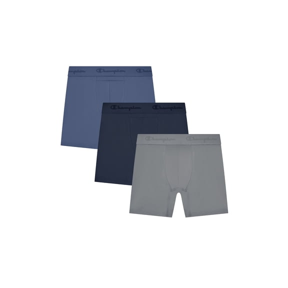 Champion Men’s Boxer Briefs – 3 Pack Performance  Underwear, Flexible Fit, Moisture-Wicking, Sizes S–2XL