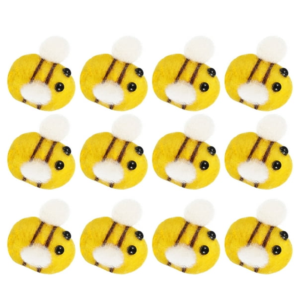 EeaseMX 12 abejas de fieltro de lana, pequeñas decoraciones para disfraces, accesorios de bricolaje, sombreros, abejas, manualidades, decoraciones.
